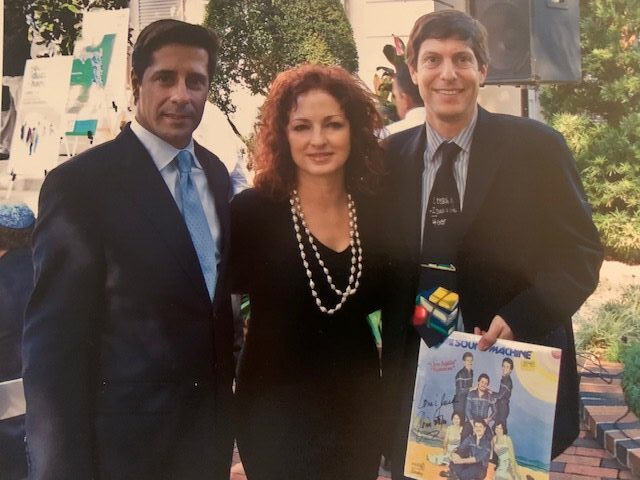 Gloria Estefan at a Council of Educational Change event. Pictured is an unwrapped vinyl Miami Sound Machine al