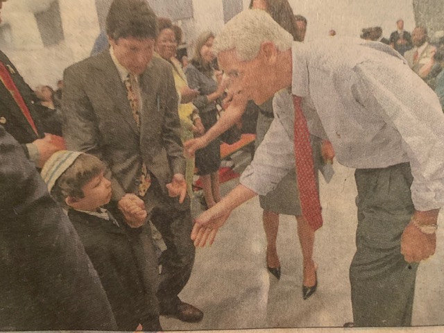 Herschel Karp and Governor Charlie Crist at ATM Senior High Biscayne Bay Campus in North Miami.
