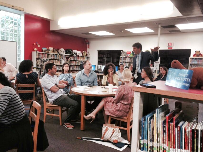 Addressing the PTSA at South Pointe Elementary School on Miami Beach.
