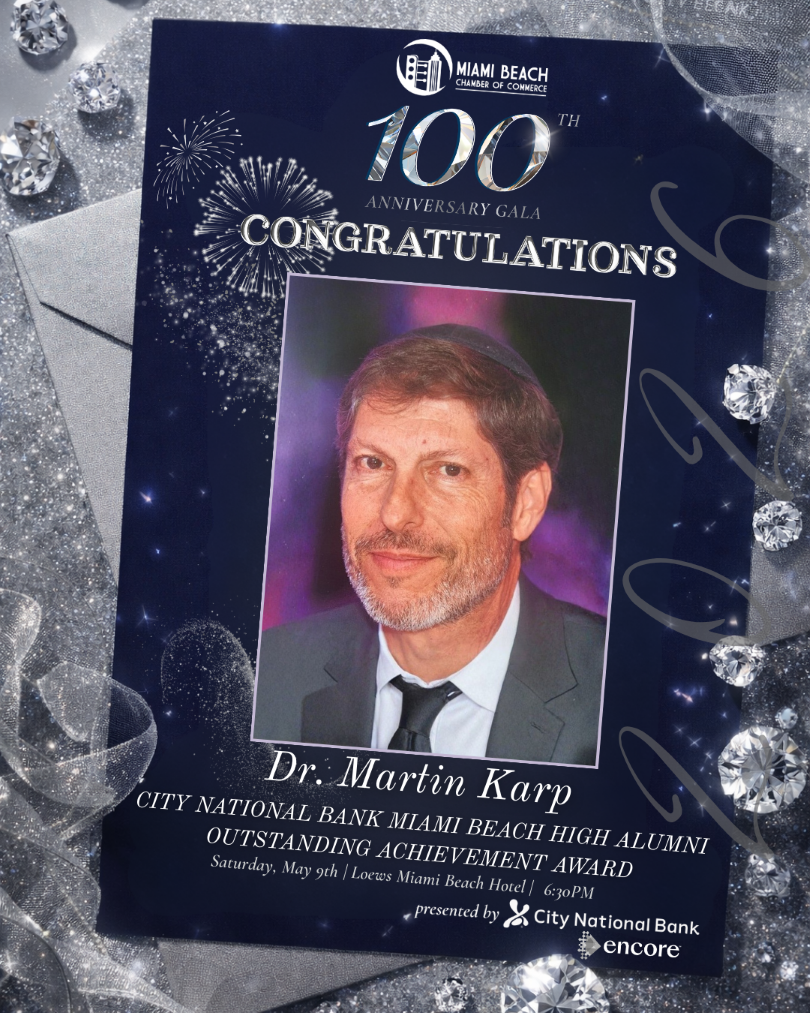 I truly appreciate the recognition. I am grateful to be included in the Miami Beach Chamber of Commerce's 100t